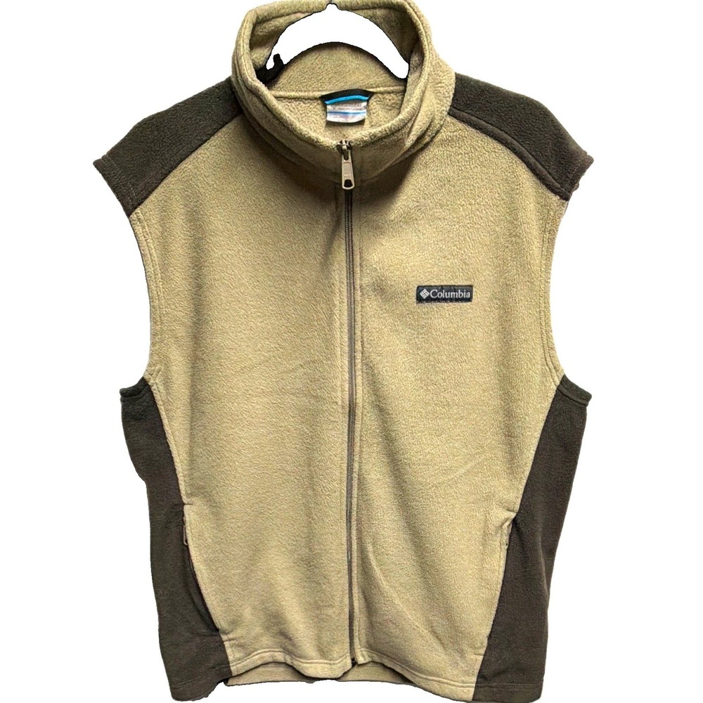 Columbia Men's Steens Mountain Fleece Vest tan/camel dark gray block  Large